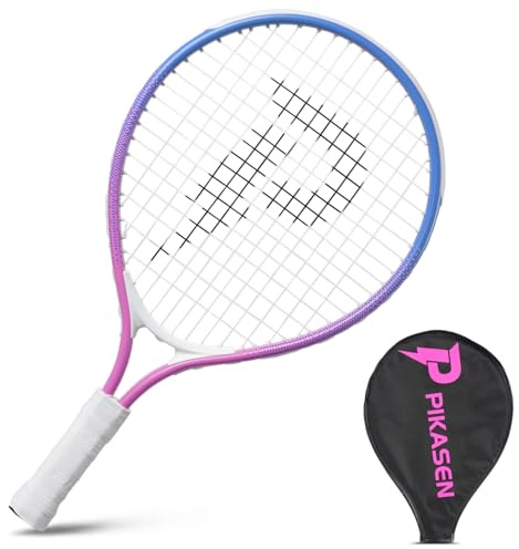 PIKASEN 17-25 Kids Tennis Racket Best Starter Kit for Kids Age 4 and Under with Shoulder Strap Bag and Mini Tennis Racket Toddler Tennis Raquet (19 inch Pink)