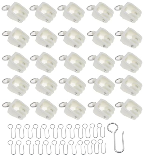 OZXNO 50pcs Curtain Track Sets Ceiling Curtain Track Roller Hooks Plastic Drapery Rail Sliding Glider with S Hooks