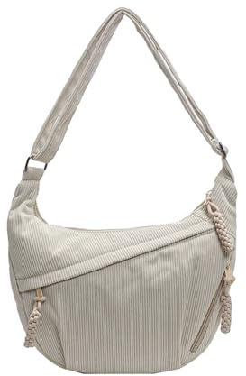 Bolso de media luna para mujer, cordón de algodón para mujer, media luna, crossbody con correa de hombro ajustable, bolso informal de media luna para mujer, monocolor, portátil, para el trabajo, el