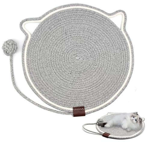 KUIRUNRX® Kratzmatte Katze, Natürliche Katzenkratzbretter, Sisal Kratzteppich, Für Katzen Katzen Kratzmatte Mit Ballspielzeug, Lounge Kratzpappe, Möbelschutz Schutz Baumwoll- Und Leinenseil