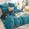 RUIKASI Double Bed Duvet Cover Sets - Reversible Bedding Set Duvet Set Cover Teal and Grey Bed Set with Zip, Soft Brushed Microfibre Quilt Cover 3 pcs with 2 Pillowcases