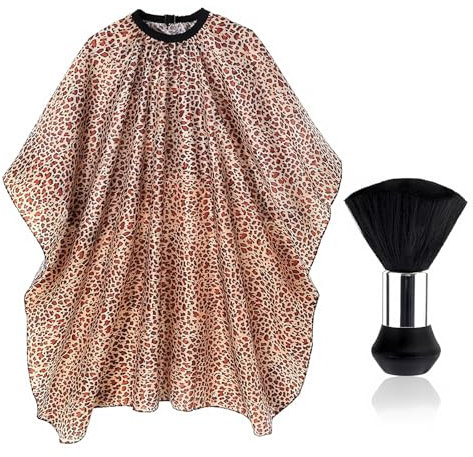 SXTDKMJ Friseurumhang, Friseur Umhang Einstellbar Haarschneideumhang mit Nackenstaubbürste Barber Cape Frisierumhang Salonzubehör für Kinder Erwachsene 145 x 120cm