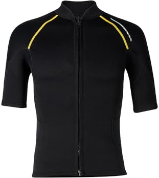Yhong Men 1.5mm Neoprene Front Zip Diving Tops Swim Shirt Surfing Wetsuit Summer Beachwear Bathing Suit Black L