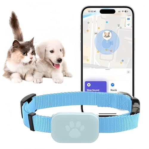 GPS Chat Tracker-halsband, track hjälper till att hitta din katt, för kattungar månadsavgifter, kompatibel med Apple Find (iOS/Android)