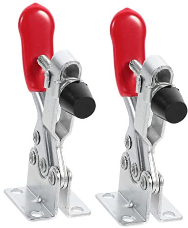 NUOBESTY 2pièces Pince à Bascule Horizontale Et Verticale Plaqué Poignée Vinyle Rouge Antidérapante Serre-joint Rapide Pour Montage Et Fixation Bois Métal Lot