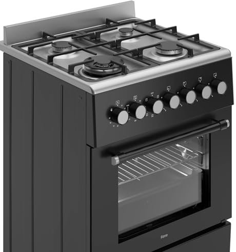 Ferre F6TS40E7-IBL-W 60cm Freestanding Dual Fuel Cooker, Wok Burner and Turbo Fan