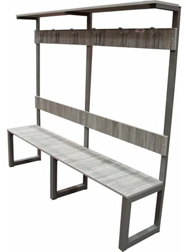 Gana Sport Panca Spogliatoio con schienale e poggia borse modello design - 100% Made in Italy (Rovere Grigio, 1 metro)