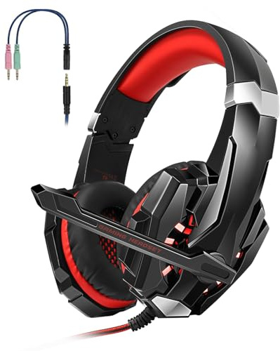 RASTKY KOTION EACH G9000 Over-ear Gaming-hörlurar med mikrofon och LED-ljus för PC-spel, brusreducering för spelare (#2)