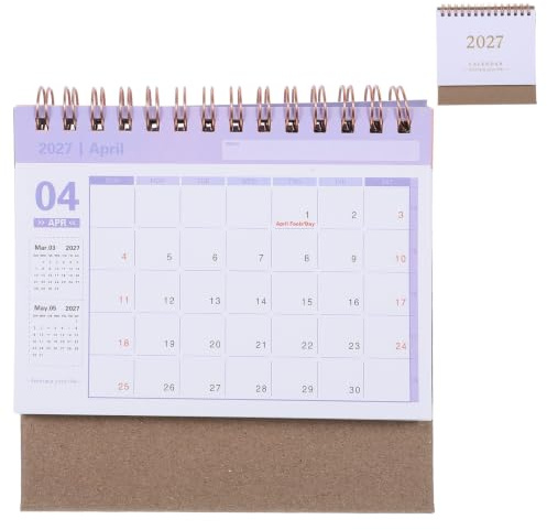 KICHOUSE Skrivbordsalmanacka Minimalistisk Månatlig Flip Kalender med Dubbla Spiraler Akademisk Årsplanerare för Hem och och Funktionell i Khaki och Vitt