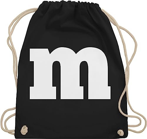 Shirtracer Turnbeutel Rucksack - & Fasching - Taschen - M Aufdruck Karneval I M&M Schokolinse I MM Fastnacht I Fasnacht I Fasnet - Unisize - Schwarz - wurftaschen karnevalsbeutel faschings m& beutel