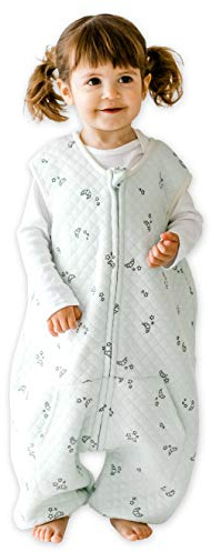 Tealbee Dreamsuit Toddler Sleep Sack with Feet – Walker Sleep Bag with Legs, Rayon made from Bamboo, Summer 0.8 TOG, 2-Way Zipper, 12m-2T - Croissant