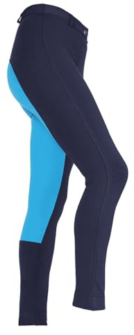Shires Maids Two Tone Childrens Jodhpurs - Navy/Turquoise: 13-14