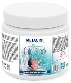 Metacril Chlor Shock Granulare, a base di Cloro, a Rapida Dissoluzione, per Trattamento Shock, per Piscina e Spa Idromassaggio - 500GR