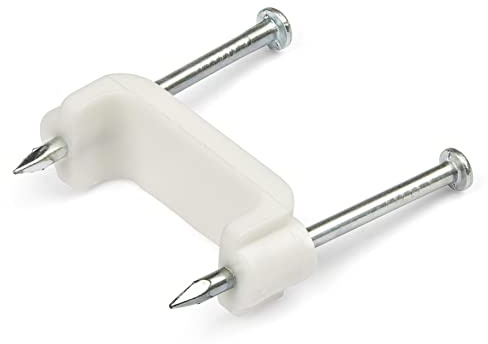 StarTech.com 100 Pack Cable Clips with Nails - Two Steel Nails - Reusable Nail-in Clamps - Brick/Drywall Cable Fasteners - Ethernet Cord/AV/Coax Cable - Mounting Cable Tacks - White - TAA (CBMDNMCC2)