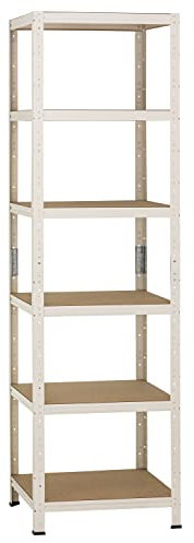 Dysell Schwerlast-Regal 200x50x50 (6HB/146) - Weiß - 6 extrastarke HDF-Böden - 876kg Tragkraft - Steckregal für Lager, Garage, Keller, Werkstatt