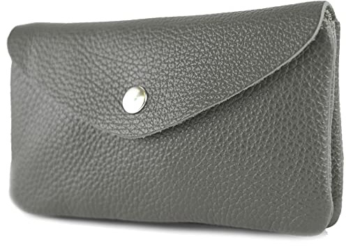 modamoda de P11 Damen Leder Geldbörse Portemonnaie Medium Handmade in Italy, Farbe:Graphitgrau
