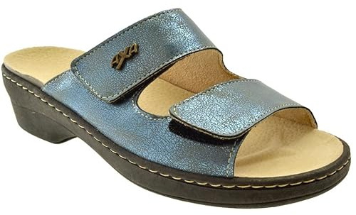 AXA SHOES Ciabatta estiva donna con plantare estraibile in pelle - doppio strappo - colore avion - numero 38