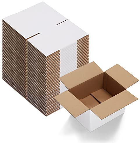 EYMPEU 40 Stück 20,4 x 15,3 x 15,3 cm Weiße Versandkarton, Kartons für kleine Gegenstände, Spielzeug, Schreibwaren und Weihnachtspäckchen