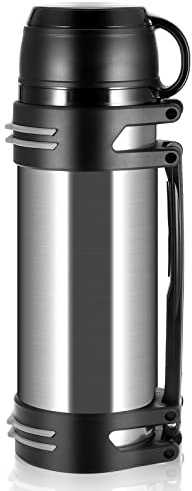 Hangrow Vacuum Insulated Bottle 2.5 L, Large Capacity Stainless Steel Vacuum Insulated Flask for Hot Drinks + Coffee Cup Lid with Handle, Travel Flask Drink Flasks Food Soup Flasks