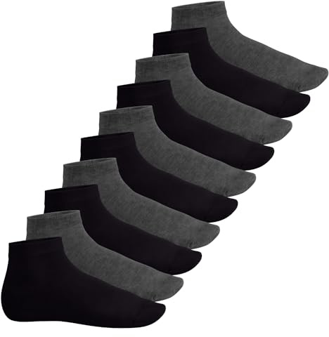 Footstar Herren & Damen Kurzschaft Socken (10 Paar) - Sneak it! - Anthrazit Schwarz 39-42