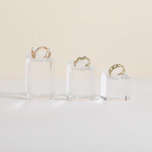 GemeShou 3 porta-anelli gioielli trasparenti per la mostra, supporto per esposizione di anelli in acrilico in vendita, supporti per conservazione di anelli trasparenti【set di 3】