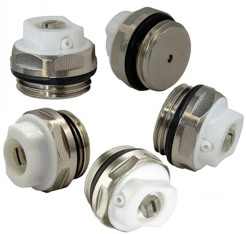 NOVANETUS 10 Stück Heizkörper Entlüftungsventil 1/2 Heizungsentlüfter Messing vernickelt Heizkörperentlüftung mit drehbarem Kunststoffkopf