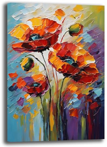 Printerland Quadro Moderno Soggiorno FIORE PAPAVERO Astratto Quadri moderni da Parete XXL grande Stampa su tela Canvas Decorazione Murale muro Arredo Camera da letto Cucina (8, 30x40 cm)