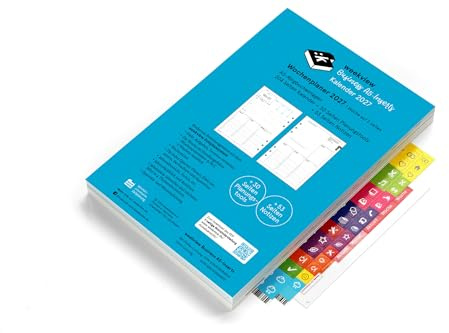 weekview Business-Einlagen 2027 A5 – 1 Woche auf 2 Seiten, Filofax-Lochung | 288 Seiten, 90 g Papier, Quartalsplanung, Jahresziele, Projekttools, Notizteil, Griffregister, Sticker – Made in Germany