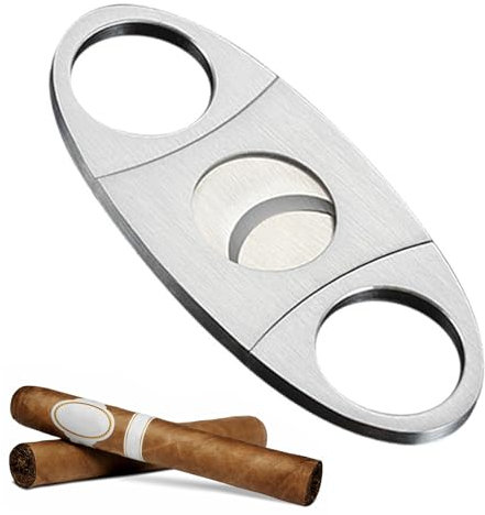 One Piece Cigar Cutter Portable Stainless Steel Cigar Cutter Double Blades Cigar Cutter Ring Cutter Tool Guillotine Cutter
