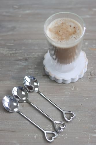 Set of 3 Heart Latte Spoons - Silver