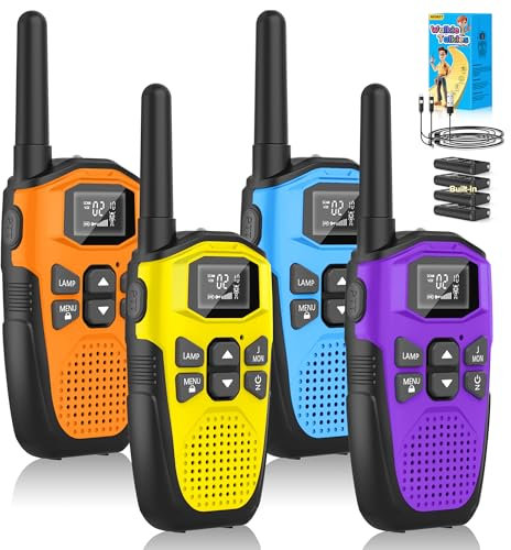 Walkie Talkie 4er Set,NXGKET Walkie Talkie Aufladbar für Erwachsene Kinder Funkgeräte,Große Reichweite 5km Walki Talki mit Li-ion Akku,Walkie Talkies VOX Taschenlampe für Freien, Camping, Wandern