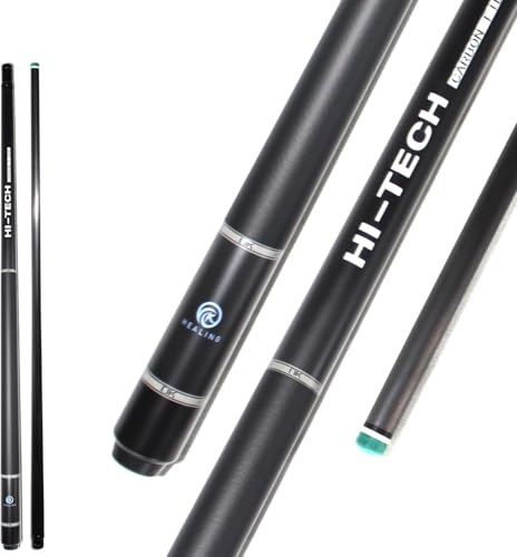 OKHEALING Stecca da biliardo in fibra di carbonio, testa da 12,4 mm, testa in bachelite nera, arti anteriori in fibra di carbonio da 737 mm, 538-567 g, adatta per giocatori di biliardo professionisti