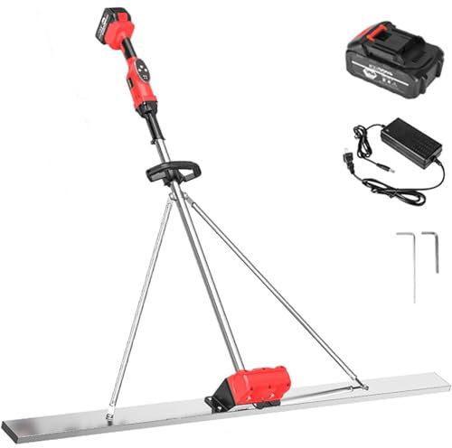 RèGle Nivellement Ciment Chape éLectrique Kit de vibrateur pour Chape à béton, Outil Vibrant pour béton électrique, règle de nivellement, Planche de 1,5 m, Batterie de 6 000 mAh, Mac