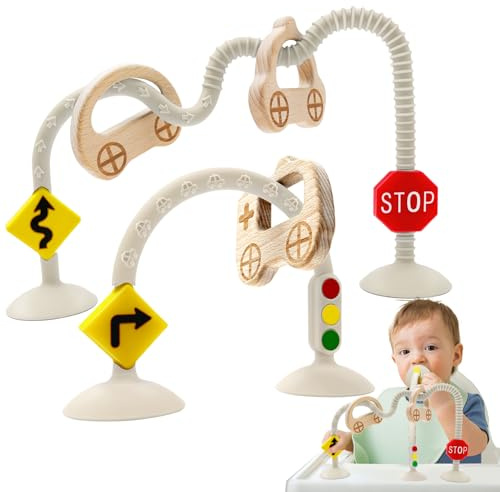 Jouet en Silicone de Qualité Alimentaire à Ventouse pour Chaise Haute, Jouet d’Éveil Sensoriel pour Bébé 6 7 8 9 12 Mois, Jouet de Table Éducatif pour le Développement, Cadeau de Naissance, Ivory