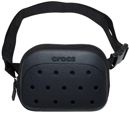 Crocs Classic Belt Waist Bag, Customizable Fanny Pack, Personalize with Jibbitz Charms, Black, One Size