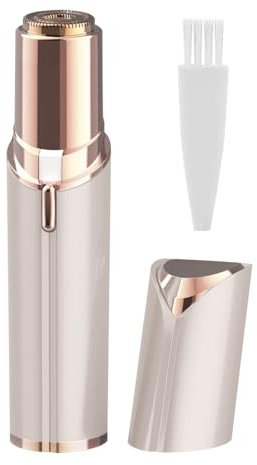 Afeitadora facial para mujer, depiladora facial con pilas, suave y sin dolor, afeitadora eléctrica para mejillas, labios, mentón/brazo, pilas incluidas (champán)