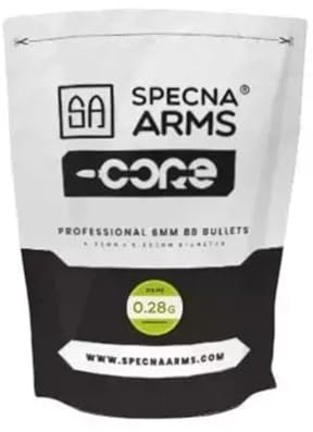 Specna Arms Core, Bolas Biodegradables para Airsoft, 0,28 g, 5,95 mm, 0,5 kg, Blanco Mate