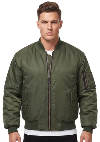 MA1 Bomber Jacket Mens Reversible Pilot Flight Coat Padded Military Air Force Lightweight Retro Biker Outerwear Brass Zip Utility Sleeve Pocket Orange Lining