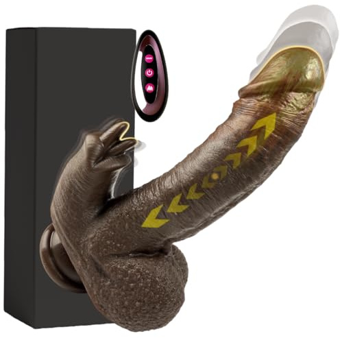 Dildo Realista Vibrador Consolador Anal Vibradorador Consoladores.. para Mujer Realisticos Dildo Anal Vibradorador con 9 Vibraciones 3 Empujes y Calefacción Vibradoradors Clítoris, Negro