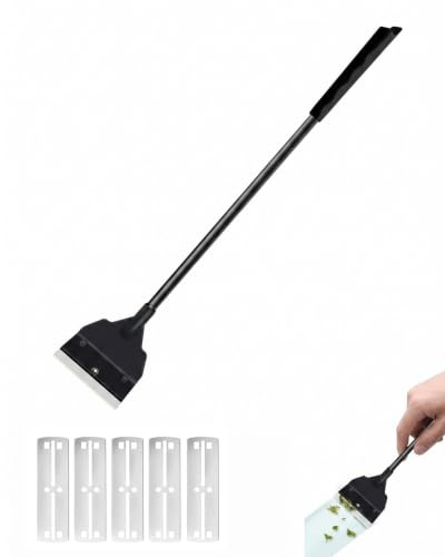 AEIOPRS Racloir Aquarium Renforcé + 5 Lames de Rechange en Acier Trempé | Kit Nettoyage Vitre Premium. Élimine Algue & Salissures sans Rayer. Maintenance Facile & Sûre.