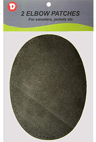 -2 Sew-on Large Natural Suede Leather Elbow Patches Size 4.75 in x 6.5 in w/Perforated Edges for Easy Sewing - (Charcoal)