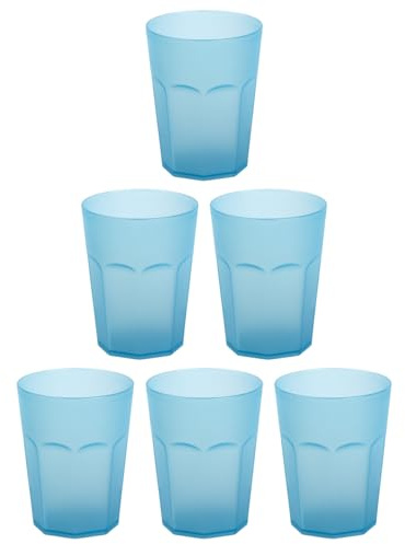 Engelland - 6 bicchieri di plastica, colore blu chiaro, effetto gelo, 250 ml, con tacchino, infrangibile, impilabili, riutilizzabili, in plastica, riutilizzabili, per feste, bicchiere da bere