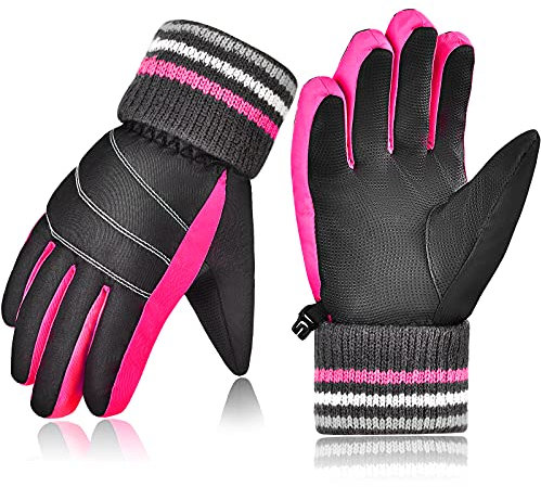 Guanti invernali per bambini, caldi guanti da ciclismo, impermeabili, a maniche lunghe, antivento, antiscivolo, per ragazzi e ragazze, sport all'aperto, corsa, snowboard, sci