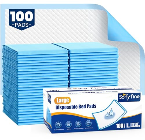 100 Count Disposable Beds Pads,23x36 Waterproof Adults Incontinence Chucks Underpads,Absorbent Leakproof Pee Pads for Kids,Elderly,Extra Large Dog Puppy Training Pad,Baby Changing Liner