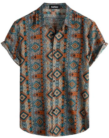 VATPAVE Herren Hawaii Hemd Männer Kurzarm Sommer Freizeithemd Casual Strand Blumen Hawaiihemd Groß Orange