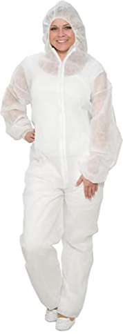 10/50/ 100 x PP-Einwegoveralls weiß S-XXXL Sparset | Maleroverall Overall Maleranzug Schutzanzug Ganzkörperanzug M 10 Stück
