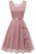 Berylove Robe de cocktail élégante pour femme avec ourlet à volants, robe de soirée courte en dentelle pour mariage, Blush, XXL