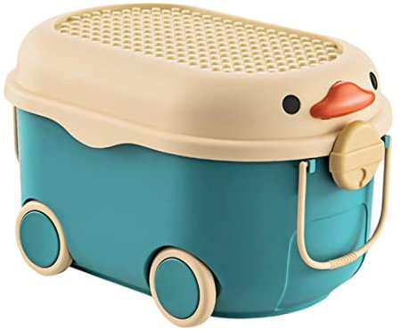 MagiDeal Caja de Almacenamiento de de Dibujos Animados con Ruedas Contenedor Organizador Contenedor Ahorro de Espacio con Asas Estuche de Almacenamiento, Azul Medio