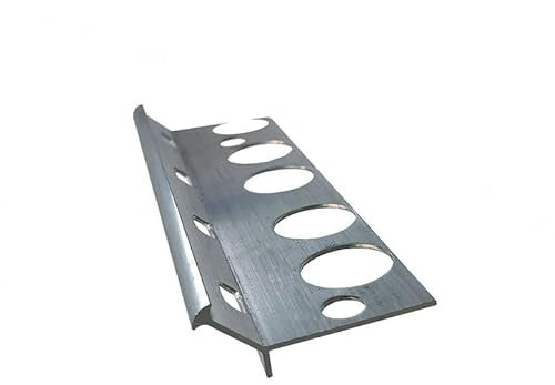 Renoplast® V Profilé aluminium pour marches d'escalier pour sols en résine | 200cm alu | Profilé pour nez de marche | Profilé pour marches en aluminium | Rail pour carrelage Cornière combinée