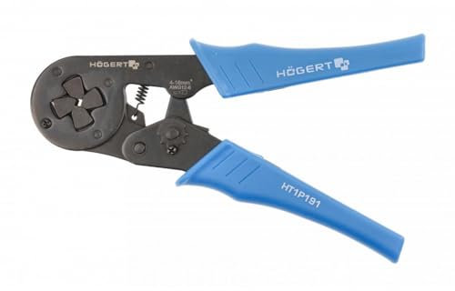HÖGERT TECHNIK Pince à sertir auto-réglable Profil carré pour conducteur 4-16 mm² (6-12 AWG) 210 mm Alliage d'acier de haute qualité Poignée ergonomique